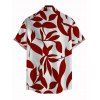 Chemise de vacances pour homme à motif de feuilles - Rouge foncé L