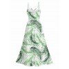 Robe de vacances à imprimé tropical de feuilles de palmier, en dentelle ajourée et fendue - Vert clair XXXXXL | US 20