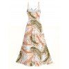 Robe de vacances à imprimé tropical de feuilles de palmier, en dentelle ajourée et fendue - Brun Légère XXXXXL | US 20