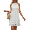 Robe de vacances unie jacquard sans manches mini robe - Blanc XL | US 10