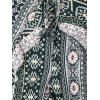 Pantalon de vacances à jambes larges, style ethnique, imprimé géométrique, fentes superposées - Vert profond XL | US 10