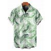 Chemise de vacances pour homme, imprimé tropical à feuilles de palmier, boutonnée - Vert clair 5XL