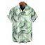 Chemise de vacances pour homme, imprimé tropical à feuilles de palmier, boutonnée - Brun Légère L