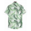 Chemise de vacances pour homme, imprimé tropical à feuilles de palmier, boutonnée - Vert clair 5XL