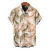 Chemise de vacances pour homme, imprimé tropical à feuilles de palmier, boutonnée - Brun Légère L