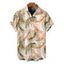 Chemise de vacances pour homme, imprimé tropical à feuilles de palmier, boutonnée - Brun Légère L