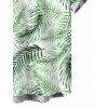 Vacation Couple Outfit Tropical Palm Leaf Print Lace Hollow Out Slit Dress and Shirt Set - Vert clair S | US 4