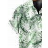Vacation Couple Outfit Tropical Palm Leaf Print Lace Hollow Out Slit Dress and Shirt Set - Vert clair S | US 4
