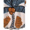Chemise de vacances pour homme, style rétro tropical, imprimé cocotier, à boutons - Brun Légère L