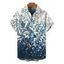 Chemise de vacances pour homme, imprimé feuilles aquarelle ombrées, boutonnée - Paon Bleu XL