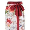 Ensemble maillot de bain une pièce et jupe de plage vintage à imprimé aquarelle de fleurs sauvages et nœud papillon - Grenade rouge XL | US 10