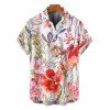 Chemise de vacances pour homme, imprimé bouquet de fleurs sauvages aquarelle, chemise boutonnée - Grenade rouge L