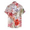 Chemise de vacances pour homme, imprimé bouquet de fleurs sauvages aquarelle, chemise boutonnée - Grenade rouge L