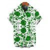 Chemise de vacances pour homme, style rétro, bleu et blanc, imprimé floral porcelaine, boutonnée - Vert 5XL