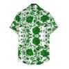 Chemise de vacances pour homme, style rétro, bleu et blanc, imprimé floral porcelaine, boutonnée - Vert 5XL