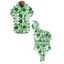 Vacation Couple Outfit Retro Floral Print Flounce One Shoulder One-piece Swimsuit and Shirt Set - Vert S | US 4