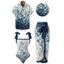 Vacation Couple Outfit Watercolor Leaf Print Bowknot One-piece Swimsuit Cover-up Skirt and Shirt Set - Paon Bleu S | US 4
