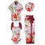 Vacation Couple Outfit Wildflower Print Bowknot One-piece Swimsuit Cover-up Skirt and Shirt Set - Grenade rouge S | US 4