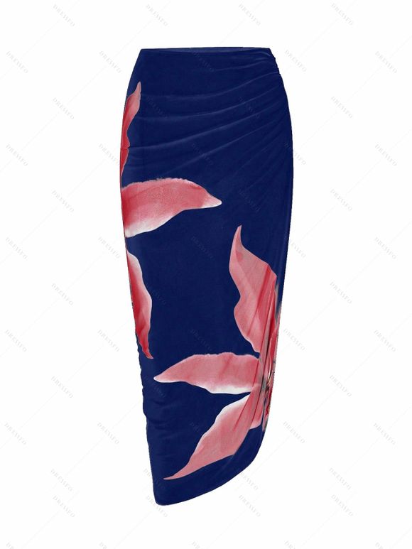 Ensemble maillot de bain de vacances Lily à imprimé floral, maillot de bain une pièce à armatures et jupe moulante - Cadetblue S | US 4