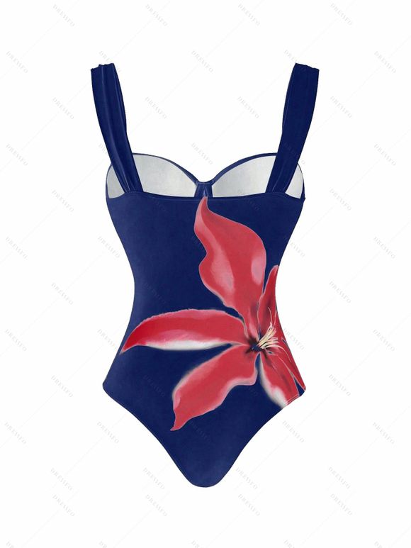 Ensemble maillot de bain de vacances Lily à imprimé floral, maillot de bain une pièce à armatures et jupe moulante - Cadetblue S | US 4