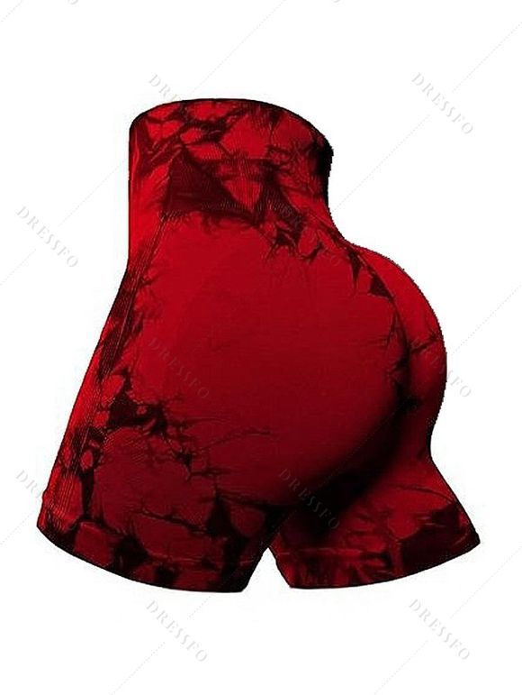 Short de yoga tie-dye push-up taille haute - Rouge Vineux XL | US 10