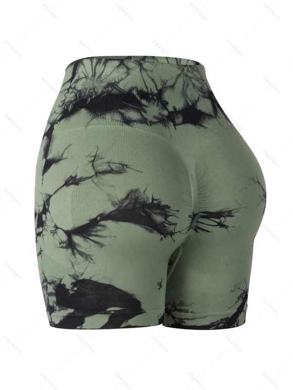 Short de yoga tie-dye push-up taille haute - Vert Armée XL | US 10