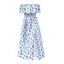 Robe de vacances à imprimé floral discret, épaules dénudées et fente - Bleu XL | US 10