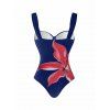 Ensemble maillot de bain de vacances Lily à imprimé floral, maillot de bain une pièce à armatures et jupe moulante - Cadetblue XL | US 10