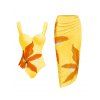 Ensemble maillot de bain de vacances Lily à imprimé floral, maillot de bain une pièce à armatures et jupe moulante - Jaune XL | US 10