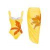 Ensemble maillot de bain de vacances Lily à imprimé floral, maillot de bain une pièce à armatures et jupe moulante - Jaune XL | US 10
