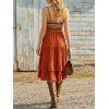 Bohemian Couple Outfit Zig Zag Ethnic Print Layered Dress and Shirt Drawstrings Shorts Set - Orange S | US 4