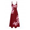Vacation Couple Outfit Lily Floral Leaf Pattern Pocket Long Dress and Shirt Drawstrings Short Set - Rouge Vineux S | US 4