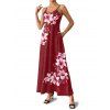 Vacation Couple Outfit Lily Floral Leaf Pattern Pocket Long Dress and Shirt Drawstrings Short Set - Rouge Vineux S | US 4