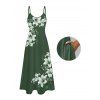 Vacation Couple Outfit Lily Floral Leaf Pattern Pocket Long Dress and Shirt Drawstrings Short Set - PLANT GREEN S | US 4
