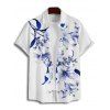 Vacation Couple Outfit Lily Floral Leaf Pattern Pocket Long Dress and Shirt Drawstrings Short Set - Bleu S | US 4