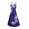 Vacation Couple Outfit Lily Floral Leaf Pattern Pocket Long Dress and Shirt Drawstrings Short Set - Bleu S | US 4