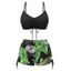 Ensemble maillot de bain bikini de vacances, couleur vive, shorty à imprimé tropical de feuilles de palmier - Noir XL | US 10