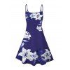 Robe de vacances à imprimé floral Lily et bretelles spaghetti - Bleu Marine XXXXXL | US 20