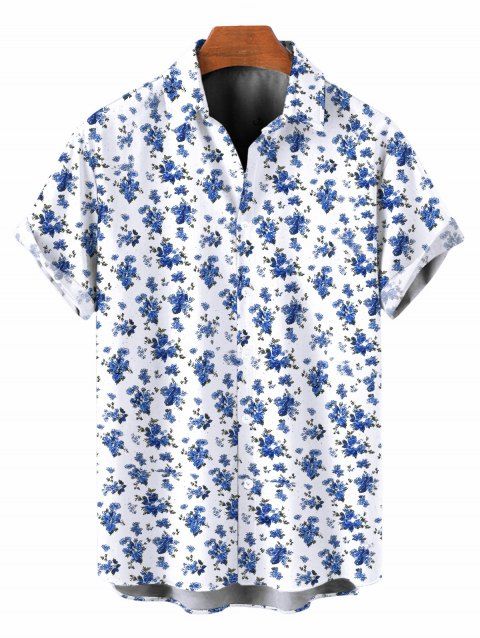 Chemise de vacances pour homme, chemise boutonnée à imprimé floral discret