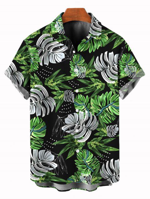 Chemise de vacances pour homme, imprimé tropical à feuilles de palmier, boutonnée