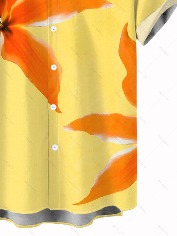 Vacation Couple Outfit Lily Floral Print One-piece Swimsuit Bodycon Skirt and Shirt Set - Jaune S | US 4