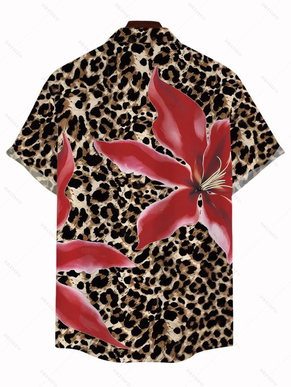 Vacation Couple Outfit Lily Floral Print One-piece Swimsuit Bodycon Skirt and Shirt Set - Brun S | US 4