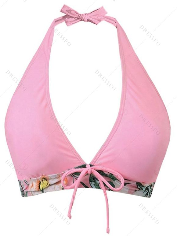 Ensemble de maillot de bain tankini de vacances, imprimé floral hibiscus, nœud papillon, dos nu et shorty - Rose XXL | US 12
