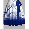 Robe d'été à décolleté cœur, imprimé ombré de fleurs de prunier, buste froncé et ceinture, débardeur - Bleu XXXXXL | US 20