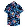 Vacation Couple Outfit Hibiscus Floral Leaf Print Twisted Cinched Swimsuit and Shirt Set - Bleu Ciel S | US 4