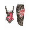 Vacation Couple Outfit Lily Floral Print One-piece Swimsuit Bodycon Skirt and Shirt Set - Brun S | US 4