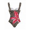 Vacation Couple Outfit Lily Floral Print One-piece Swimsuit Bodycon Skirt and Shirt Set - Brun S | US 4