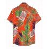 Chemise de vacances pour homme, imprimé tropical à feuilles de palmier, boutonnée - Orange 5XL