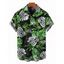 Chemise de vacances pour homme, imprimé tropical à feuilles de palmier, boutonnée - Noir 5XL