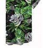 Chemise de vacances pour homme, imprimé tropical à feuilles de palmier, boutonnée - Noir 5XL